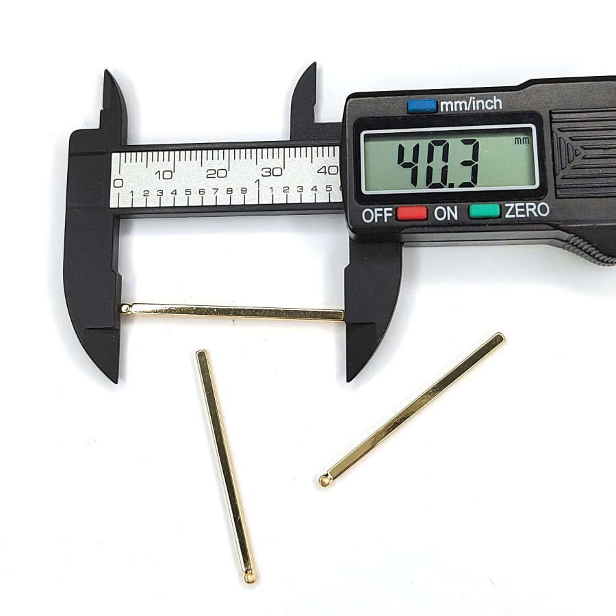 Подвеска палочка 40х2 мм с гранями, покрытие позолота, штука