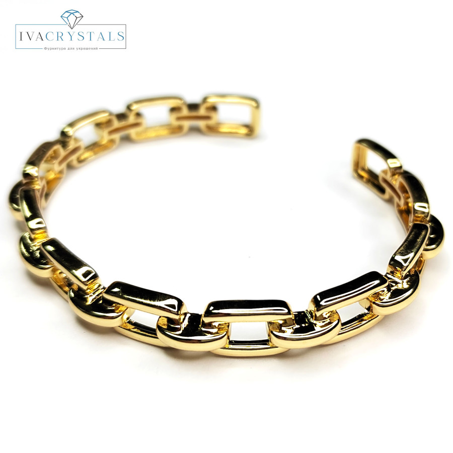 Браслет безразмерный, ширина 7 мм, узор "Цепь" покрытие Позолота