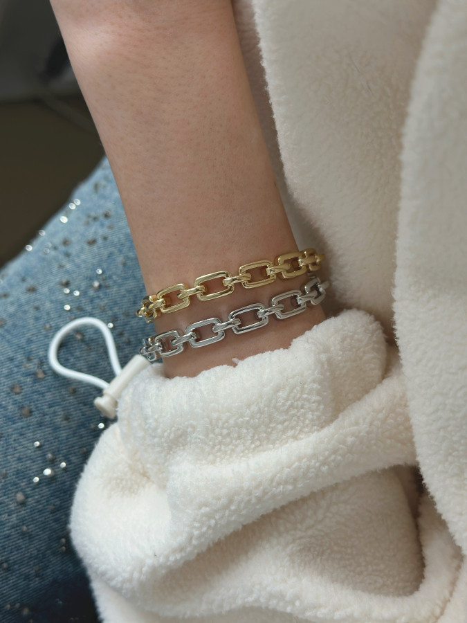 Браслет безразмерный, ширина 7 мм, узор "Цепь"