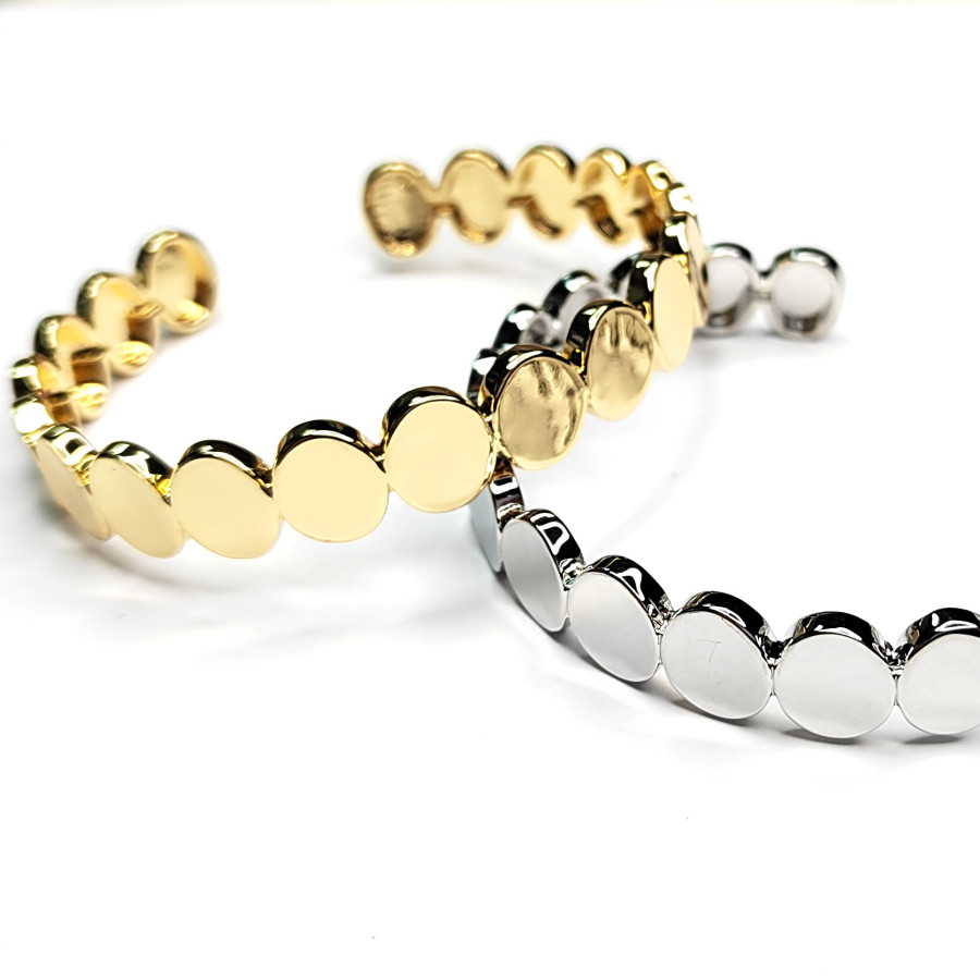 Браслет безразмерный, ширина 10 мм, узор "Монетки"