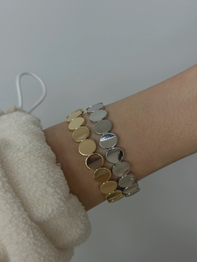 Браслет безразмерный, ширина 10 мм, узор "Монетки"