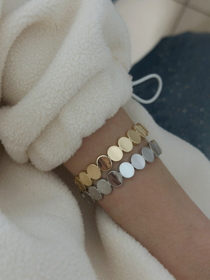 Браслет безразмерный, ширина 10 мм, узор "Монетки"