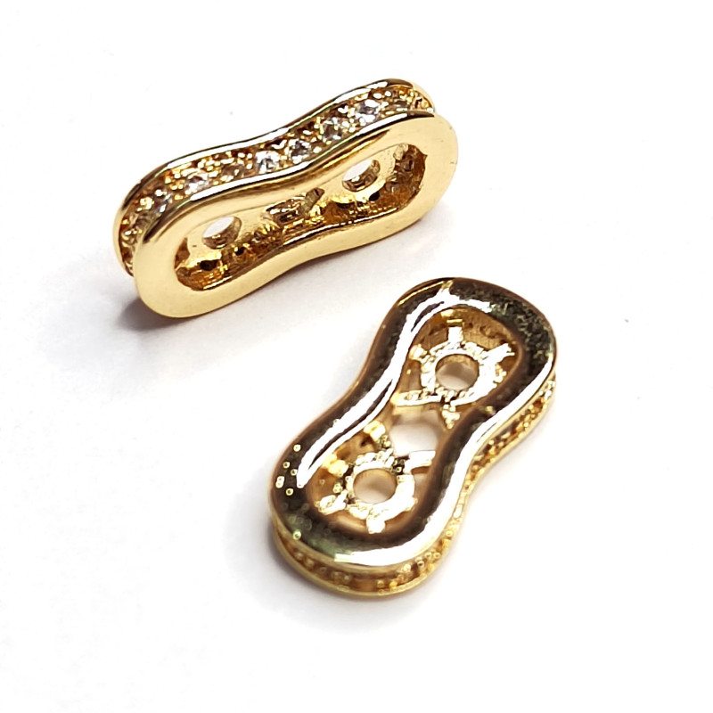 Разделитель трехрядный 12,5х6х2 мм с фианитами покрытие Позолота