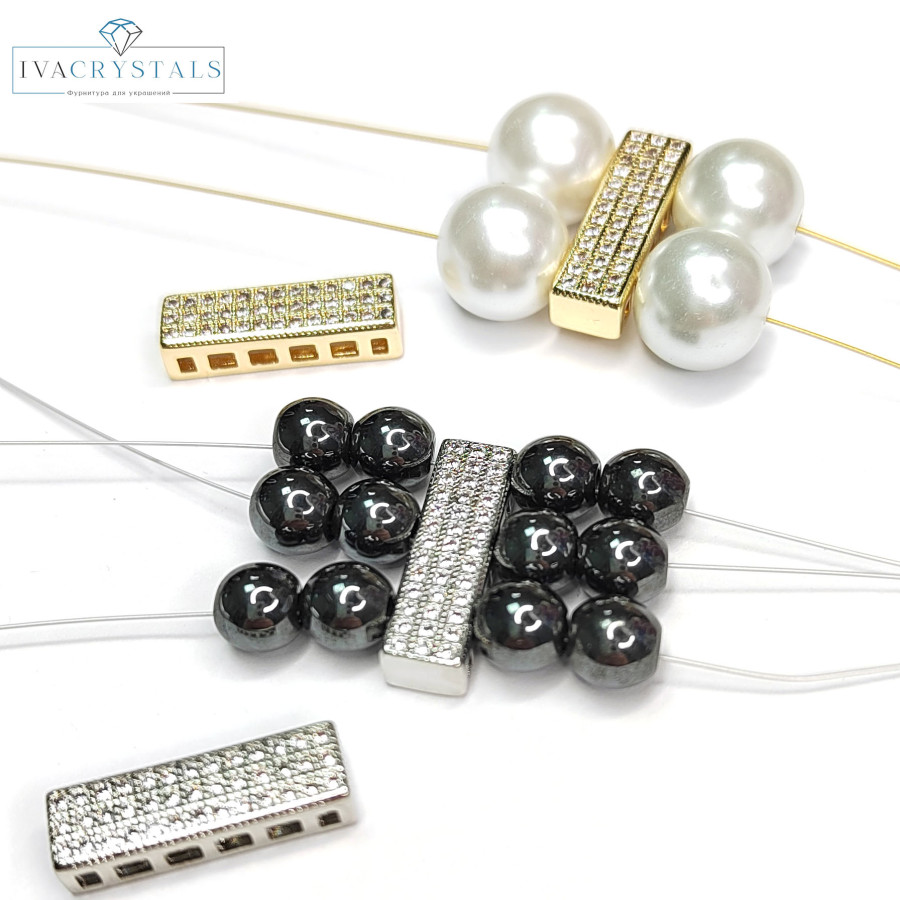 Разделитель с фианитами многорядный 18х5,5 мм