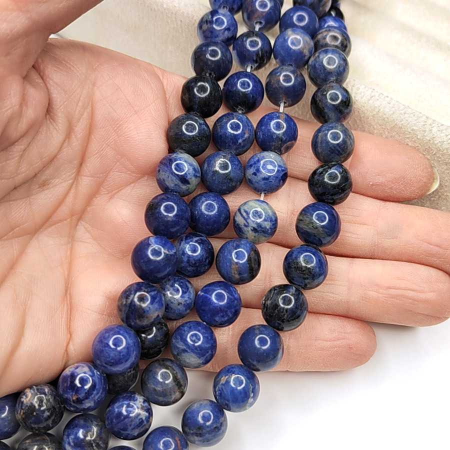 10,5 мм Содалит натуральный, бусины гладкий шар, НИТЬ 37-38 см