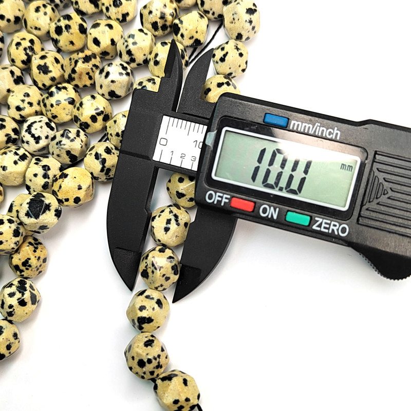 10 мм Яшма далматиновая натуральная, огранка,  НИТЬ 37 см