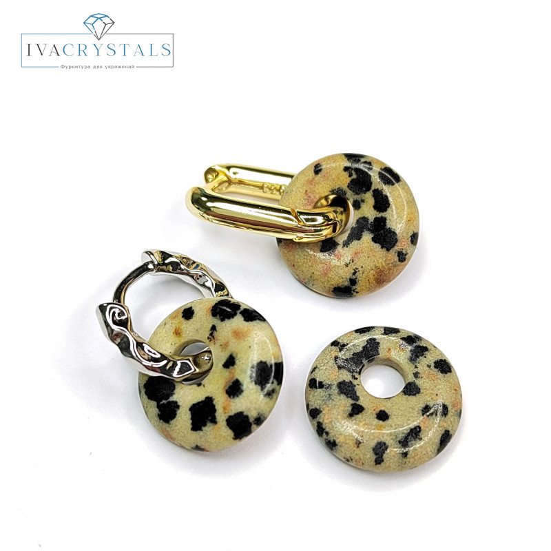 Яшма далматиновая 14 мм подвеска бублик, ШТУКА