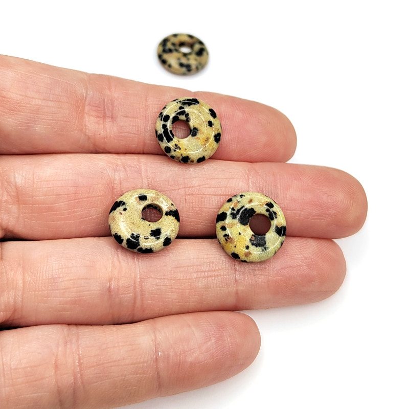 Яшма далматиновая 14 мм подвеска бублик, ШТУКА