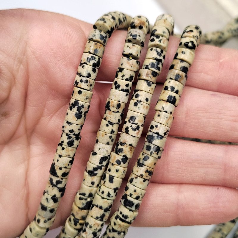 Яшма далматиновая натуральная 6 мм, Рондели, НИТЬ 38 см