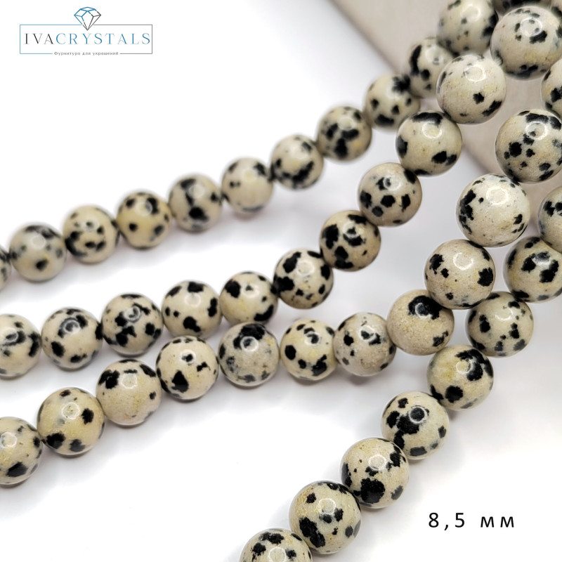 Яшма далматиновая натуральная, Аплит, НИТЬ 37-38 см 8 мм (нить 38 см)