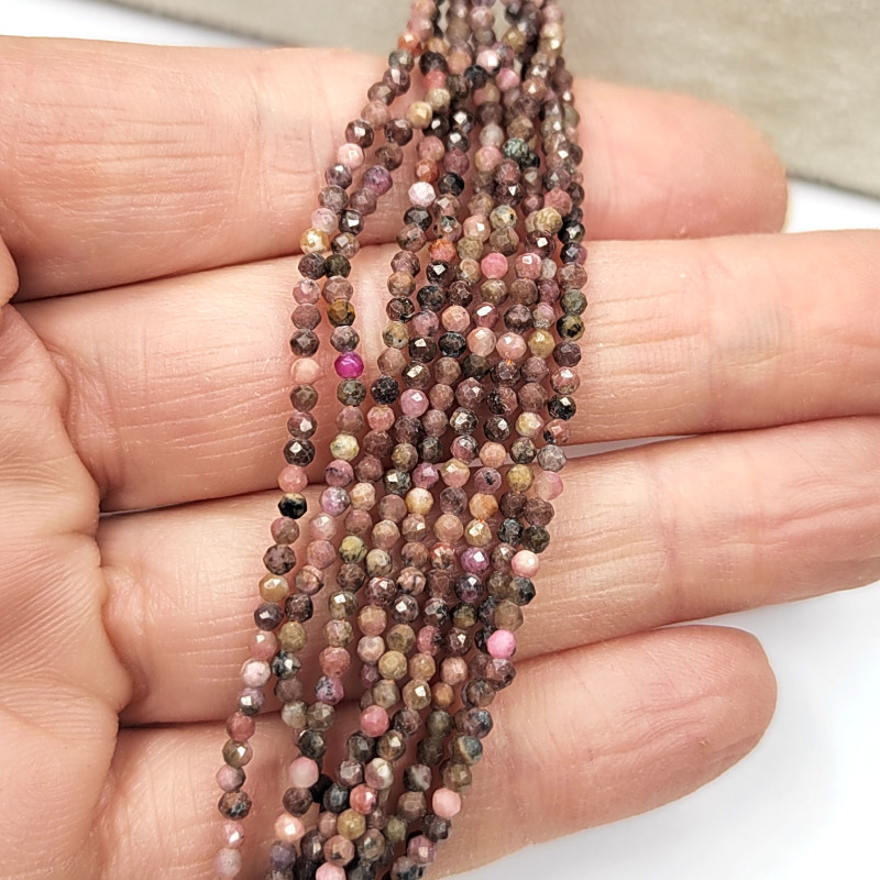 2 мм Родохрозит граненый натуральный, НИТЬ 38 см