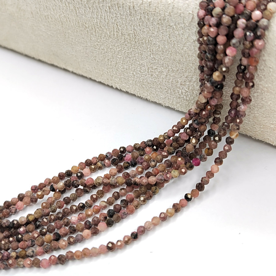 2 мм Родохрозит граненый натуральный, НИТЬ 38 см