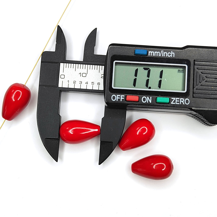 Жемчуг майорка (стекло) Капля 17х10 мм, цвет красный, штука