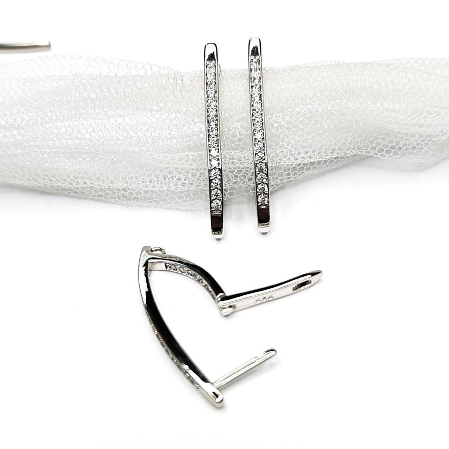 Швензы удлиненные 32х2 мм с фианитами, пара