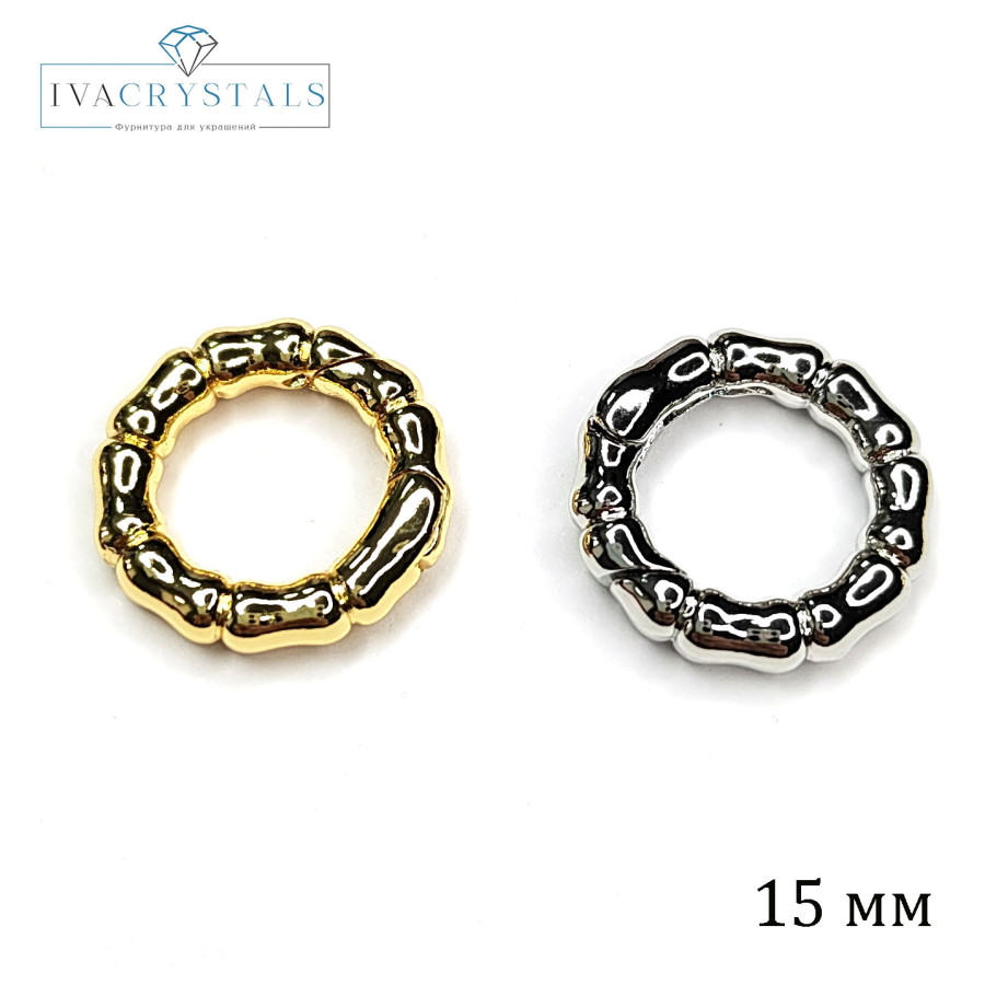 15х3 мм Замок карабин круглый "Мятый металл", штука