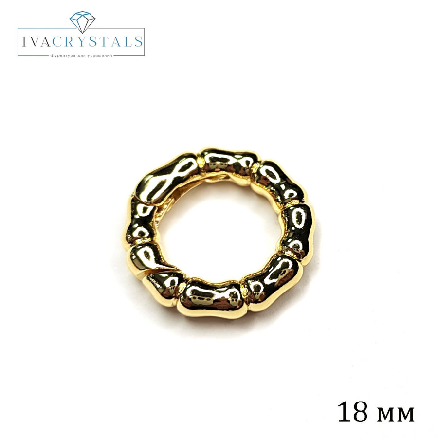 18х3,5 мм Замок карабин круглый "Мятый металл", штука покрытие Позолота