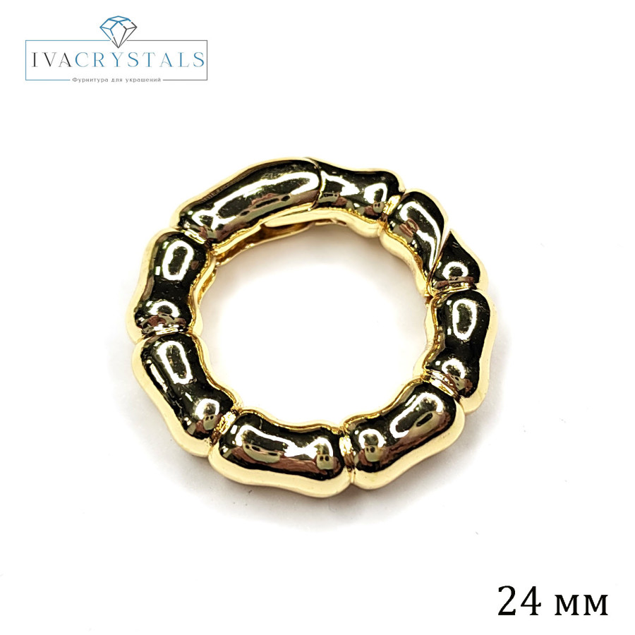 24х5 мм Замок карабин круглый "Мятый металл", штука покрытие Позолота