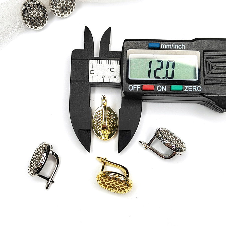 Швензы "Соты" 16х12 мм с фианитами, пара