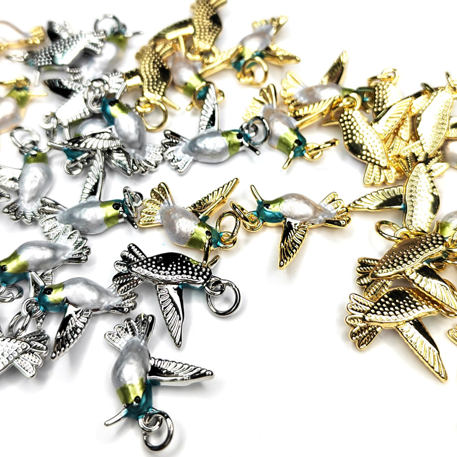 Подвеска Птичка Колибри 16х15 мм с эмалью, штука