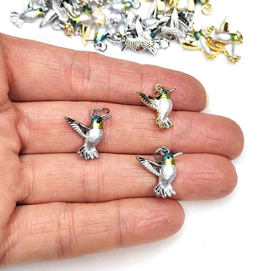 Подвеска Птичка Колибри 16х15 мм с эмалью, штука