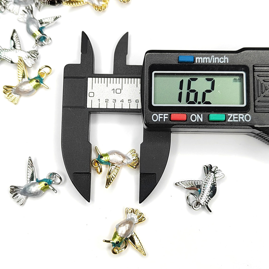 Подвеска Птичка Колибри 16х15 мм с эмалью, штука