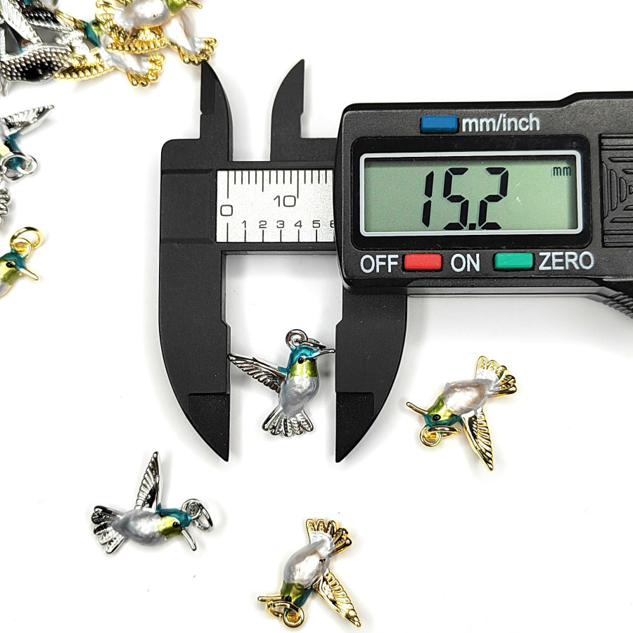 Подвеска Птичка Колибри 16х15 мм с эмалью, штука