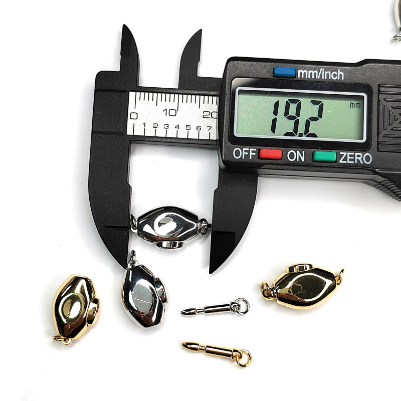 Замочек - застёжка разъемный 19х11 мм, карабин с палочкой на кнопке, штука