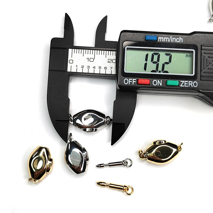 Замочек - застёжка разъемный 19х11 мм, карабин с палочкой на кнопке, штука