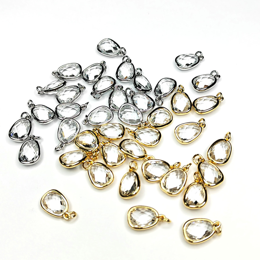 Подвеска Капля 13х8 мм с ювелирным стеклом, штука