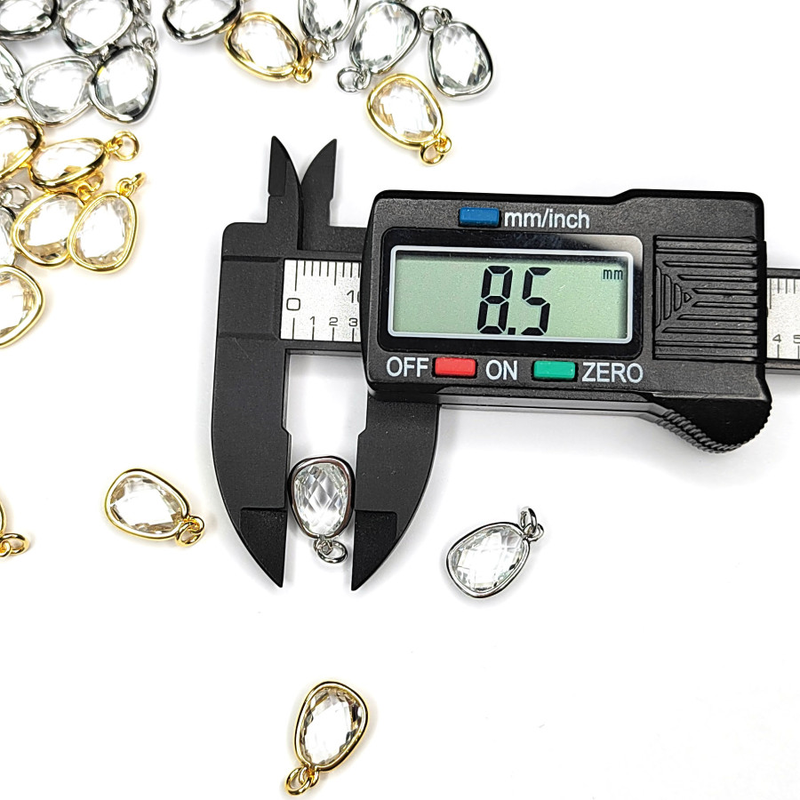 Подвеска Капля 13х8 мм с ювелирным стеклом, штука