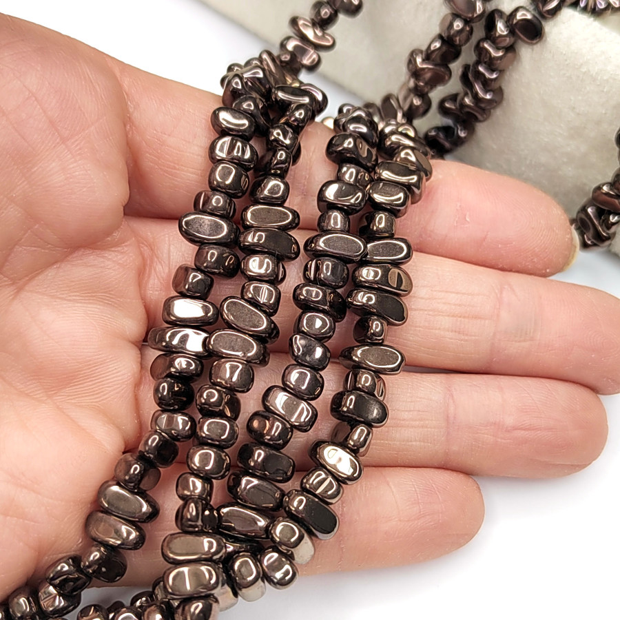 Гематит цвет Шоколадный, галтовка 6-9 мм, нить 40 см