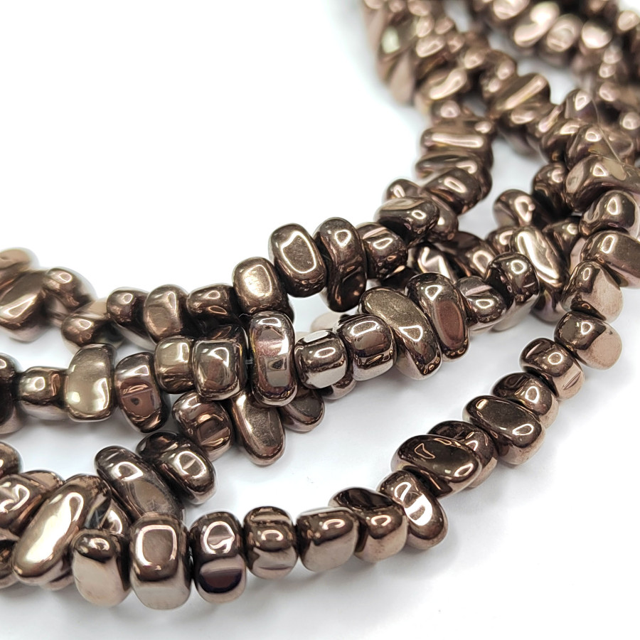Гематит цвет Шоколадный, галтовка 6-9 мм, нить 40 см
