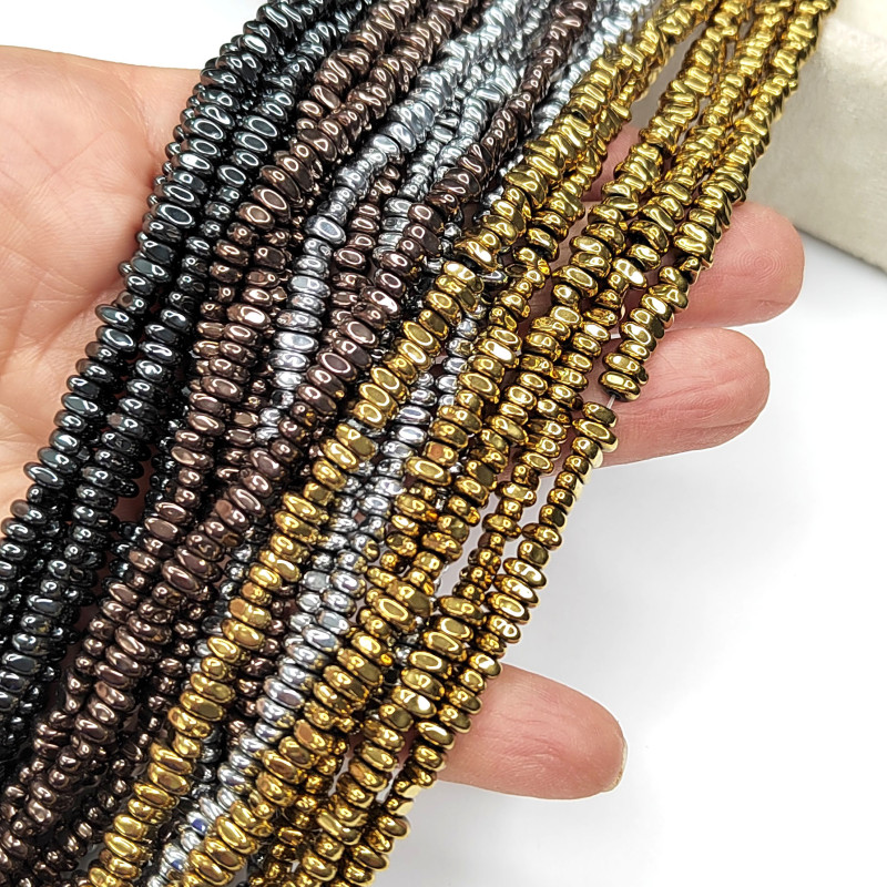 Гематит галтовка 5х2 мм, нить 40 см