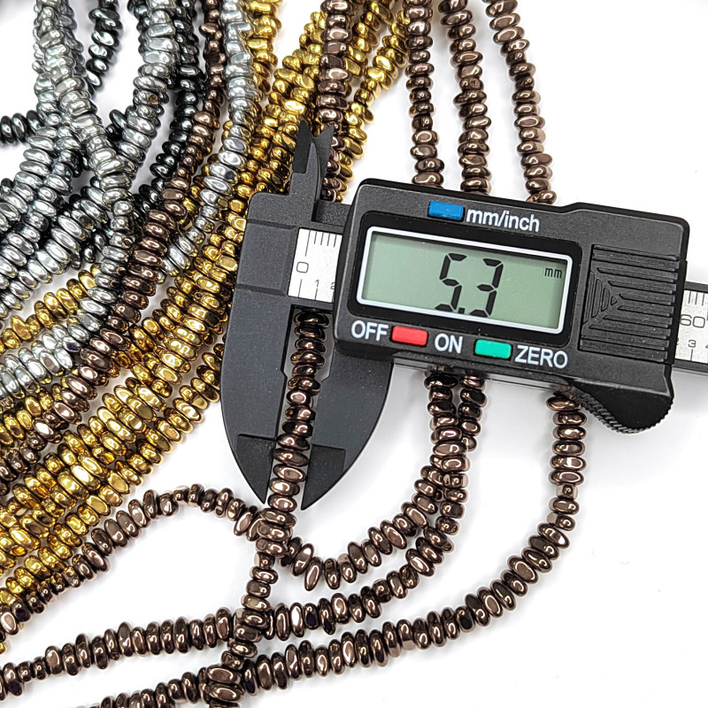 Гематит галтовка 5х2 мм, нить 40 см