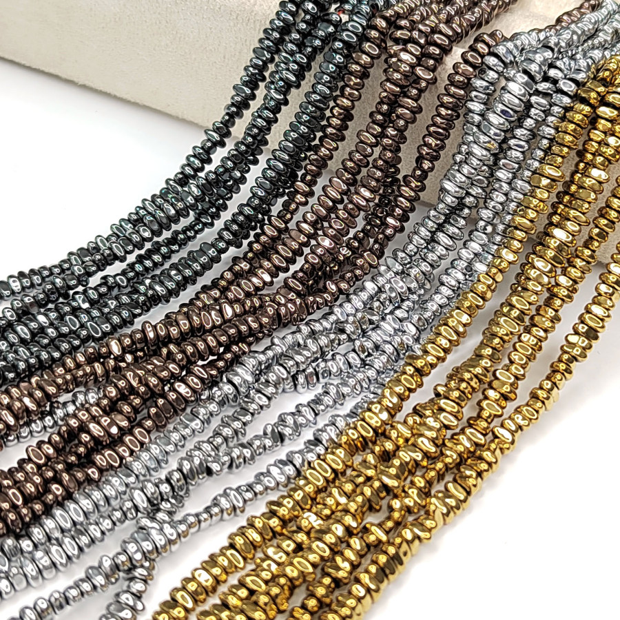 Гематит галтовка 5х2 мм, нить 40 см