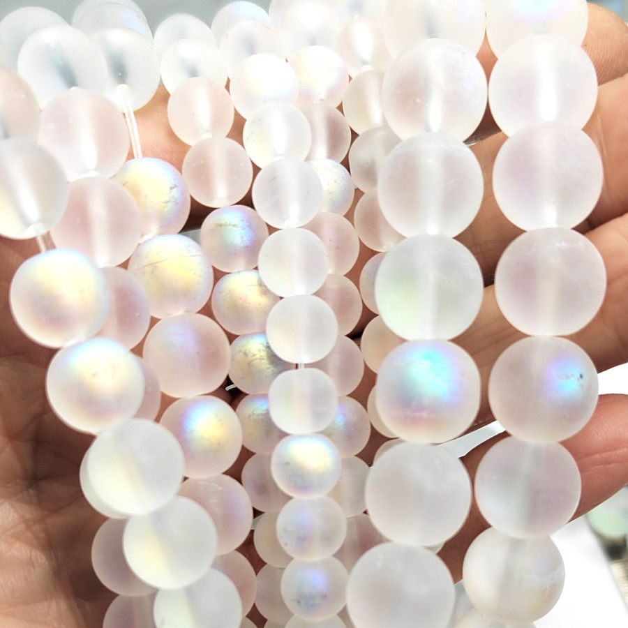 Опал матовый (имитация) с гальваническим покрытием, нить 38-39 см