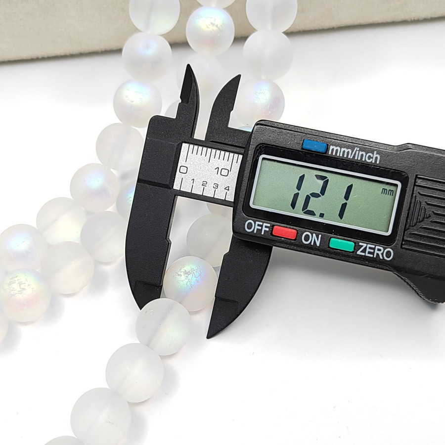 Опал матовый (имитация) с гальваническим покрытием, нить 38-39 см 12 мм (38 см)