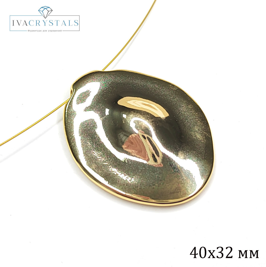 Подвеска крупная 40х32 мм Овал, штука покрытие Позолота