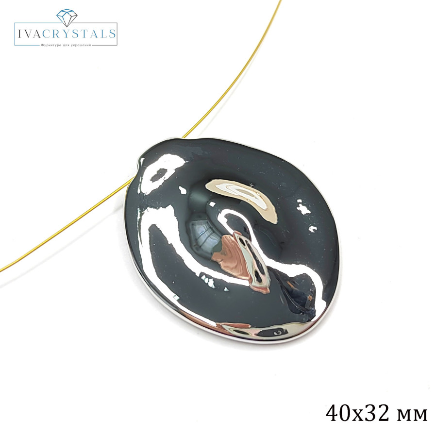 Подвеска крупная 40х32 мм Овал, штука покрытие Родий