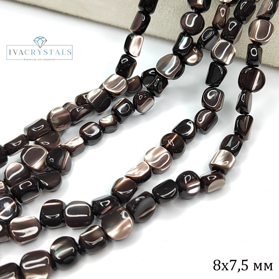 Перламутр натуральный 40х32 мм Галтовка, нить 39 см