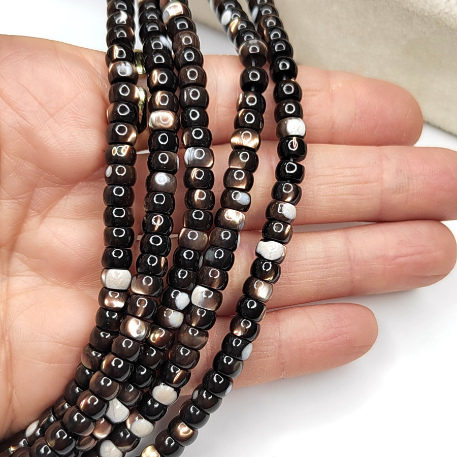 Рондели 6х4 мм, Натуральный перламутр, нить 40 см