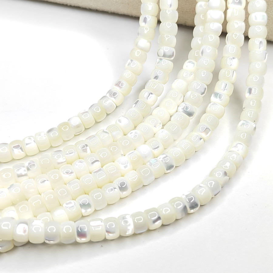 Рондели 6х4 мм, Натуральный перламутр, нить 40 см