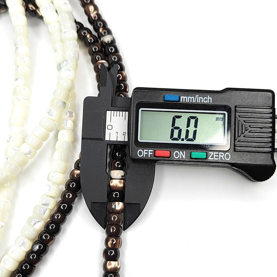 Рондели 6х4 мм, Натуральный перламутр, нить 40 см