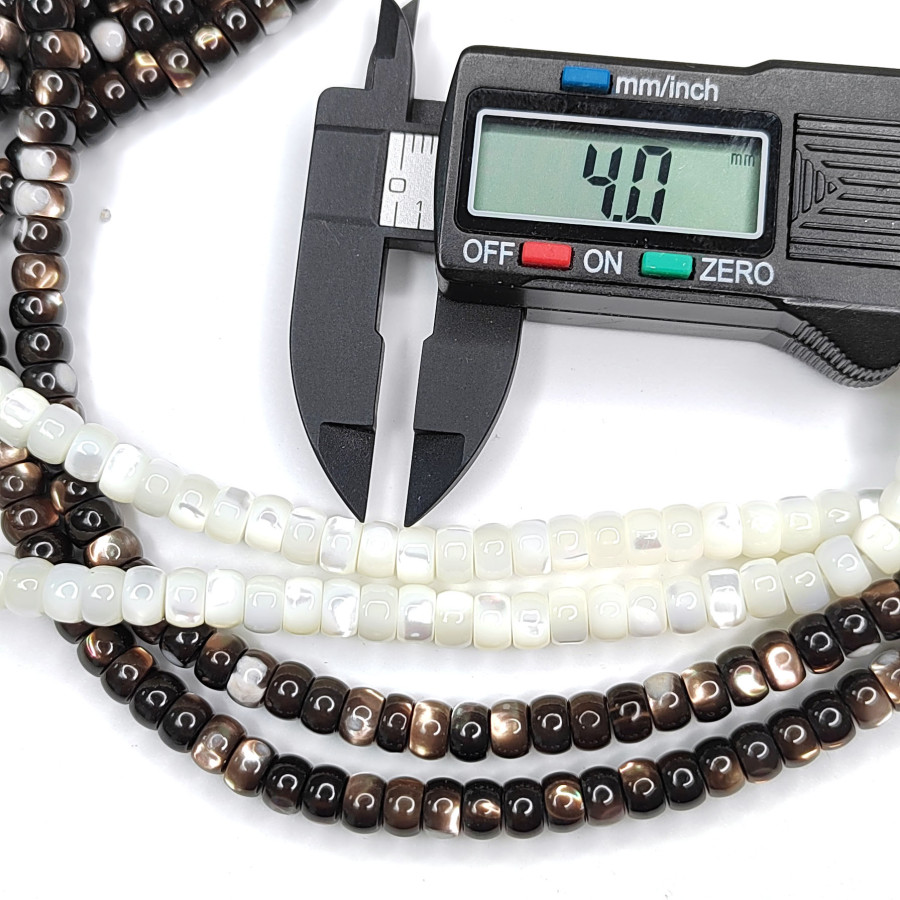 Рондели 6х4 мм, Натуральный перламутр, нить 40 см