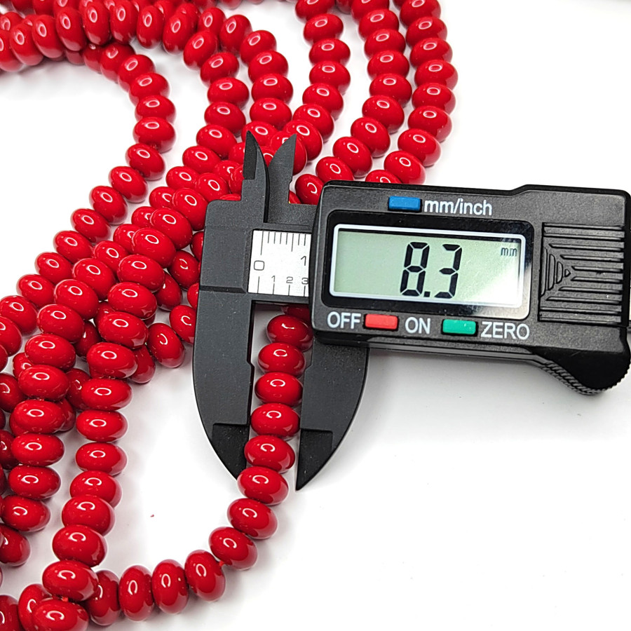 Жемчуг майорка Lux, цвет Красный, рондель 8х5 мм