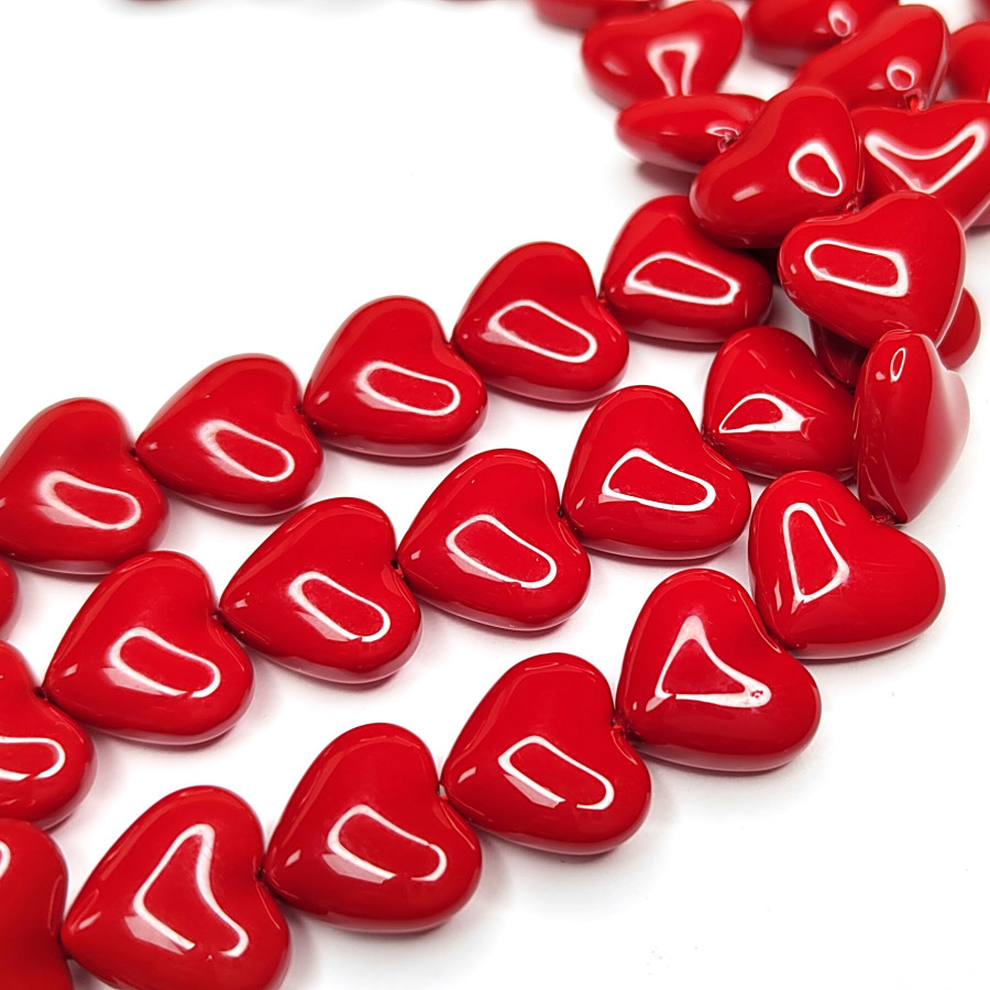 15х13 мм Жемчуг майорка, форма Сердечко, цвет Красный, Стекло