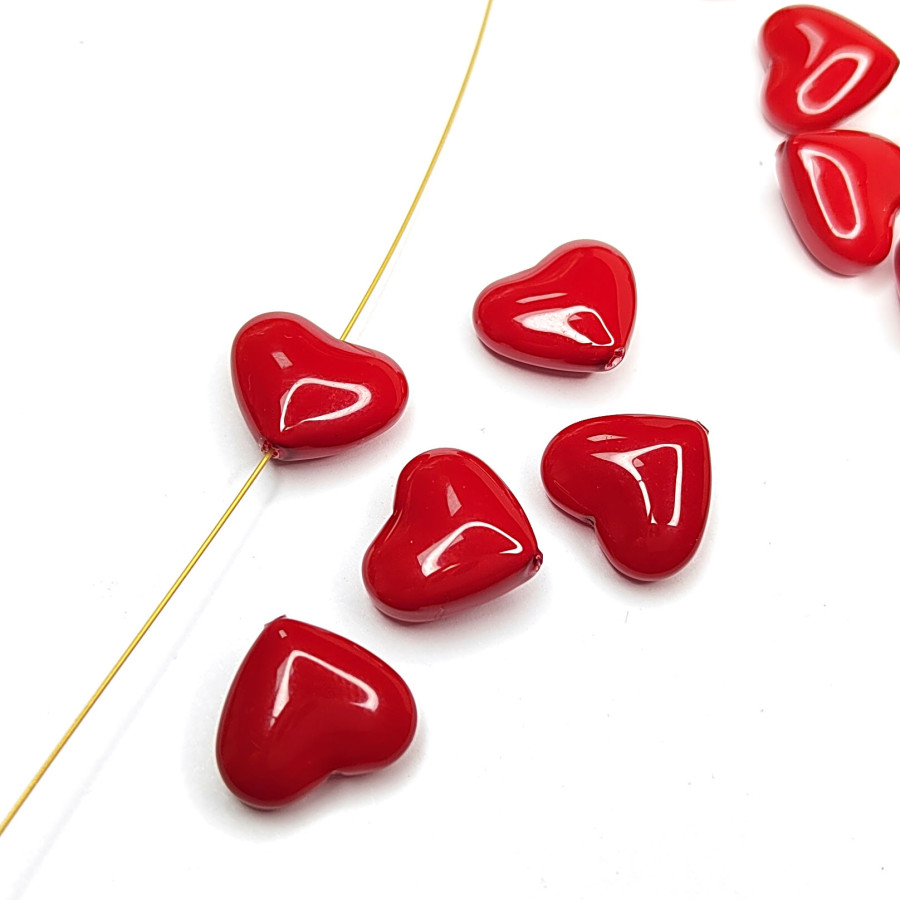 15х13 мм Жемчуг майорка, форма Сердечко, цвет Красный, Стекло