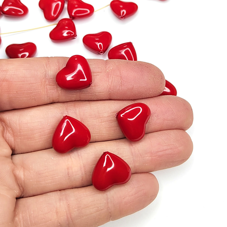15х13 мм Жемчуг майорка, форма Сердечко, цвет Красный, Стекло