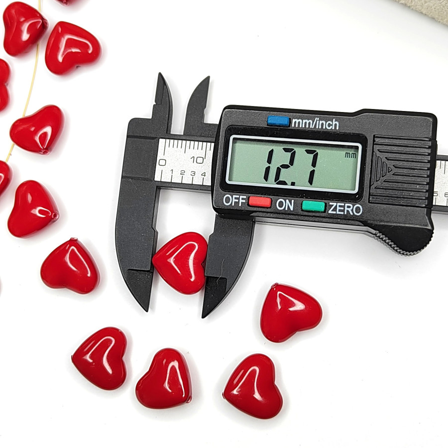 15х13 мм Жемчуг майорка, форма Сердечко, цвет Красный, Стекло