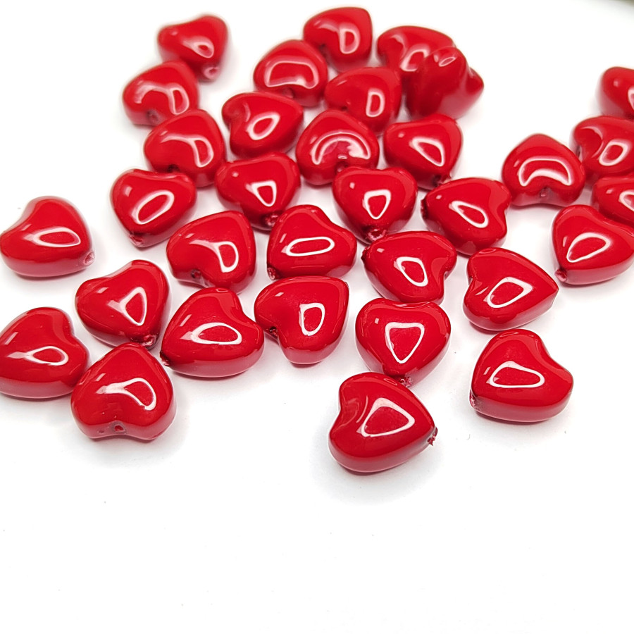 12 мм Жемчуг майорка, форма Сердечко, цвет красный, Стекло